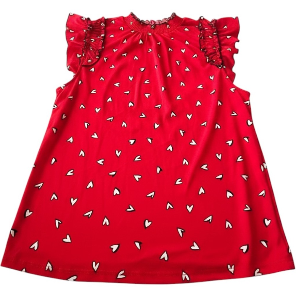 Adrienne Vittadini Coral Heart-Print Ruffle Top